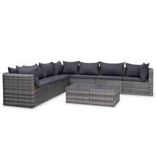 9-Delige Loungeset Met Kussens Poly Rattan