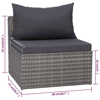 9-Delige Loungeset Met Kussens Poly Rattan