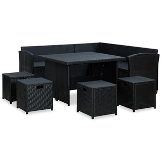 Loungeset Met Kussens Poly Rattan