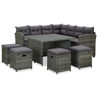 Loungeset Met Kussens Poly Rattan