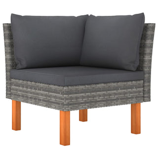 Loungeset Met Kussens Poly Rattan Grijs