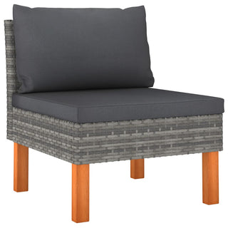 Loungeset Met Kussens Poly Rattan Grijs