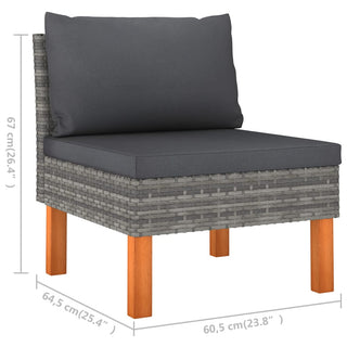 Loungeset Met Kussens Poly Rattan Grijs