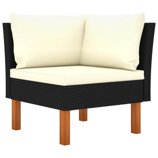 Loungeset Met Kussens Poly Rattan Zwart