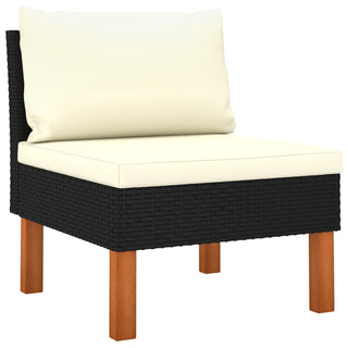 Loungeset Met Kussens Poly Rattan Zwart