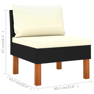 Loungeset Met Kussens Poly Rattan Zwart