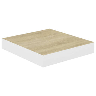 Wandschap Zwevend 23X23,5X3,8 Cm Mdf Kleurig En Eiken En Wit