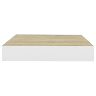 Wandschap Zwevend 23X23,5X3,8 Cm Mdf Kleurig En Eiken En Wit