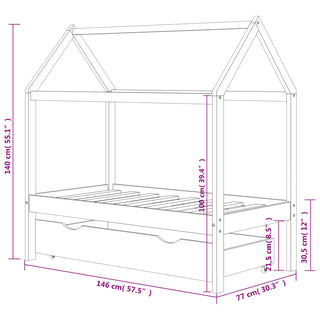 Kinderbedframe Met Lade Massief Grenenhout