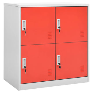 Lockerkast 90X45X92,5 Cm Staal Lichtgrijs En Rood