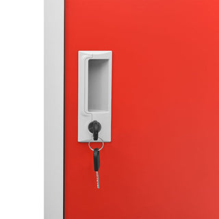 Lockerkast 90X45X92,5 Cm Staal Lichtgrijs En Rood