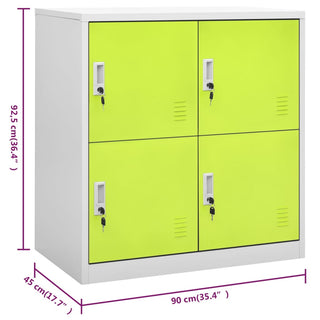 Lockerkast 90X45X92,5 Cm Staal Lichtgrijs En Groen