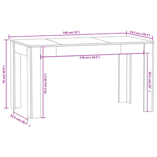 Eettafel 140X74,5X76 Cm Bewerkt Hout