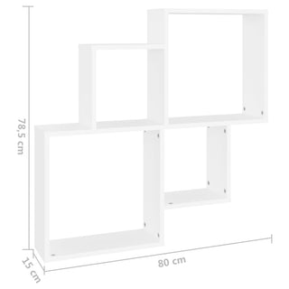 Wandschap Kubus 80X5X78,5 Cm Bewerkt Hout