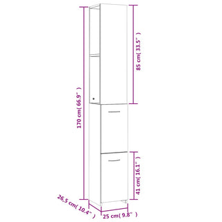 Badkamerkast 25X26,5X170 Cm Bewerkt Hout