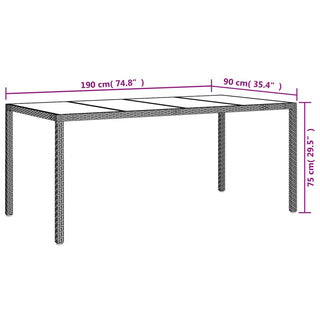 Tuintafel 190X90X75 Cm Gehard Glas En Poly Rattan