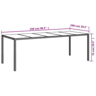 Tuintafel 250X100X75 Cm Gehard Glas En Poly Rattan