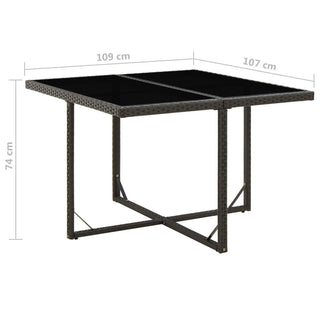 Tuintafel 109X107X74 Cm Poly Rattan En Glas