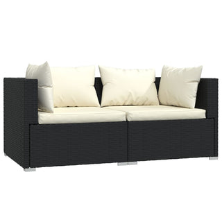 3-Delige Loungeset Met Kussens Poly Rattan