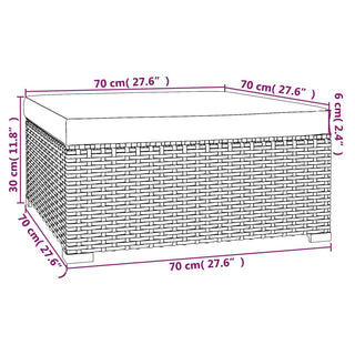 Tuinvoetenbank Met Kussen 70X70X30 Cm Poly Rattan