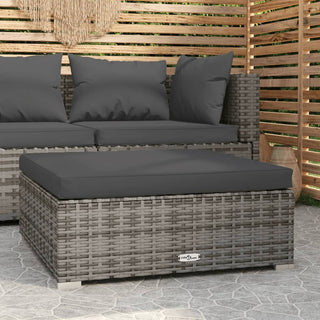 Tuinvoetenbank Met Kussen 70X70X30 Cm Poly Rattan