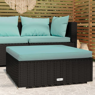 Tuinvoetenbank Met Kussen 70X70X30 Cm Poly Rattan