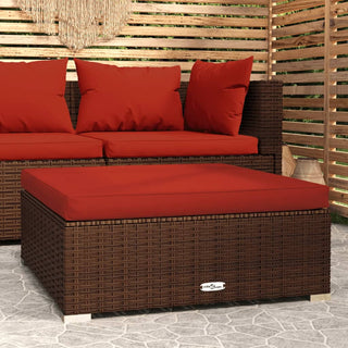 Tuinvoetenbank Met Kussen 70X70X30 Cm Poly Rattan