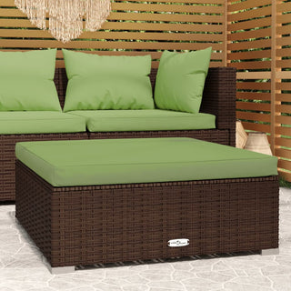 Tuinvoetenbank Met Kussen 70X70X30 Cm Poly Rattan