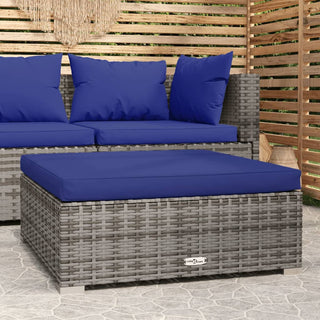 Tuinvoetenbank Met Kussen 70X70X30 Cm Poly Rattan