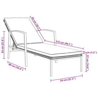 Ligbedden 2 St Met Tafel Poly Rattan