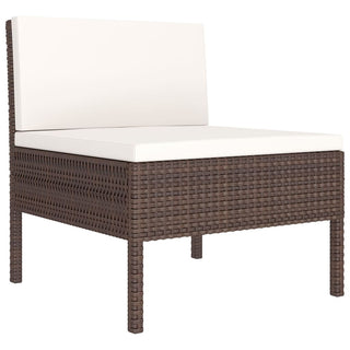 5-Delige Loungeset Met Kussens Poly Rattan Bruin