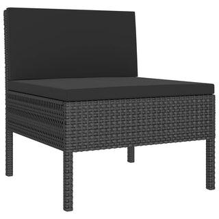 5-Delige Loungeset Met Kussens Poly Rattan Zwart