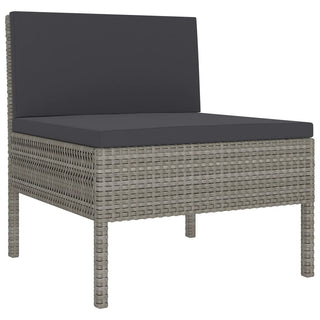 5-Delige Loungeset Met Kussens Poly Rattan Grijs