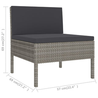 5-Delige Loungeset Met Kussens Poly Rattan Grijs