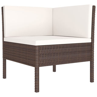 6-Delige Loungeset Met Kussens Poly Rattan Bruin