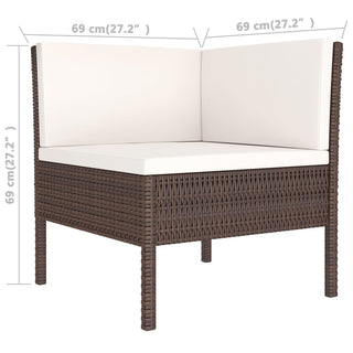 6-Delige Loungeset Met Kussens Poly Rattan Bruin