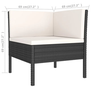 6-Delige Loungeset Met Kussens Poly Rattan Zwart