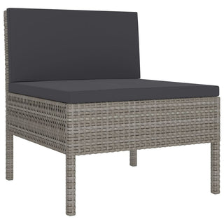 6-Delige Loungeset Met Kussens Poly Rattan Grijs