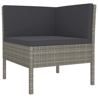 6-Delige Loungeset Met Kussens Poly Rattan Grijs