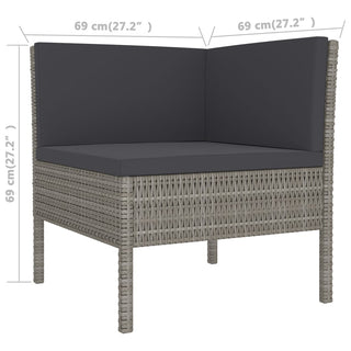 6-Delige Loungeset Met Kussens Poly Rattan Grijs