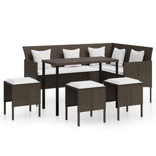 Loungeset Met Kussens L-Vormig Poly Rattan