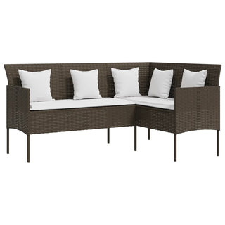 Loungeset Met Kussens L-Vormig Poly Rattan