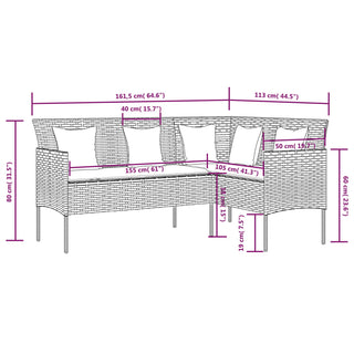 Loungeset Met Kussens L-Vormig Poly Rattan