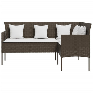 Loungeset Met Kussens L-Vormig Poly Rattan