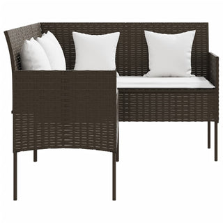 Loungeset Met Kussens L-Vormig Poly Rattan