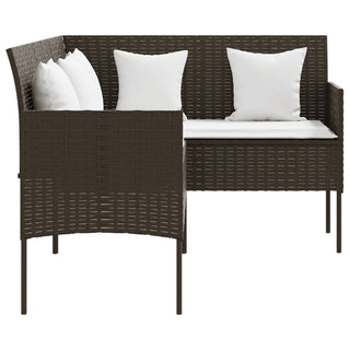 Loungebank Met Kussens L-Vormig Poly Rattan