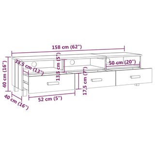 Tv-Meubel Hamar 158X40X40 Cm Massief Grenenhout