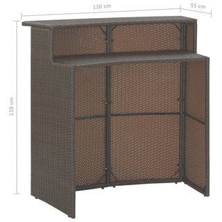 3-Delige Tuinbarset Met Kussens Poly Rattan