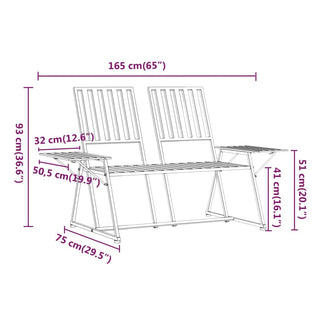 Tuinbank 2-Zits 165 Cm Staal Zwart