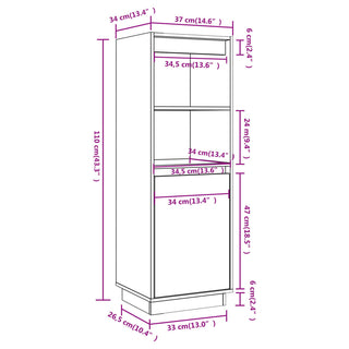 Hoge Kast 37X34X0 Cm Massief Grenenhout